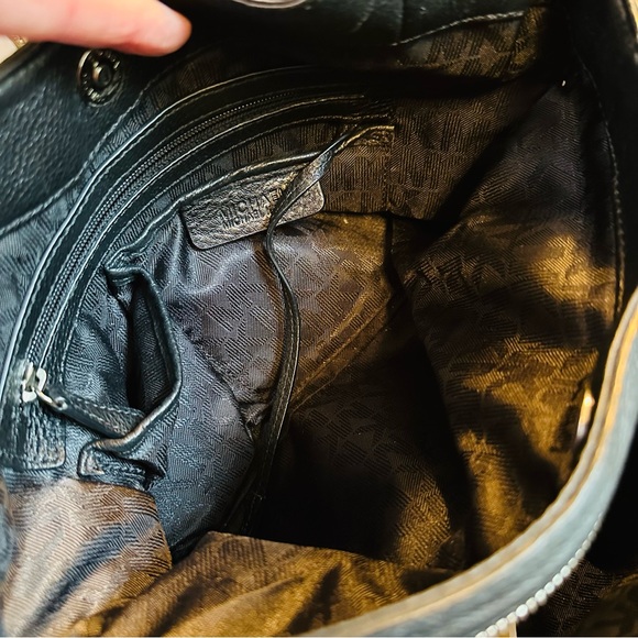 MICHAEL KORS CAMILLE LARGE BLACK PEBBLED LEATHER HOBO LOCK HANDBAG GREAT PURSE - Picture 11 of 12